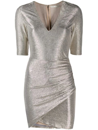 Alice And Olivia Textured Metallic Dress In Gold