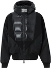 BURBERRY PUFFER DETAIL NYLON AND NEOPRENE HOODED JACKET