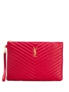 Saint Laurent Monogram Clutch Bag In Red