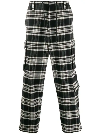 Juunj Checked Straight Relaxed-fit Cotton-flannel Trousers In Multicolor