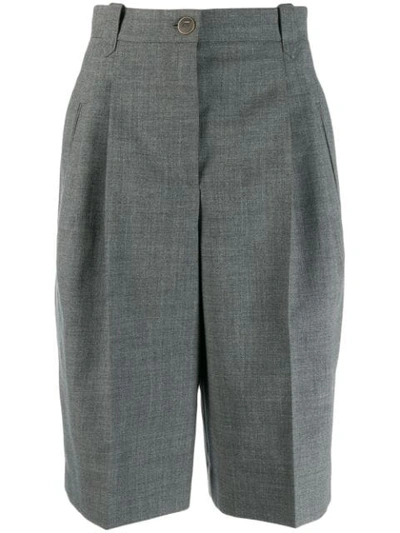 Loewe Tailored Knee Length Wool Shorts In Grey