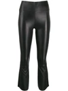 Sprwmn Crop Flare Embossed Leather Leggings In Black