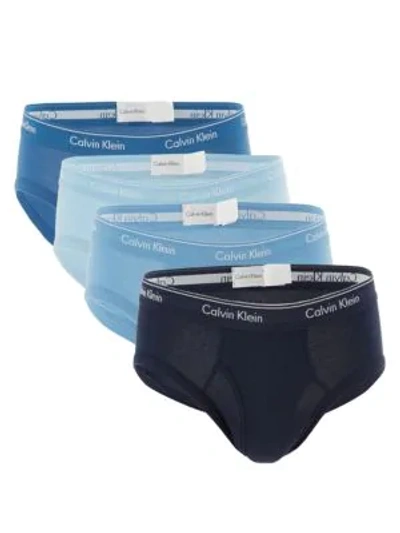 Calvin Klein 4-pack Low-rise Hip Briefs In Blue Multi