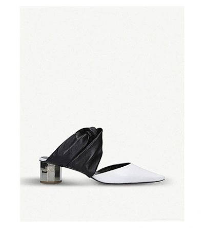 Proenza Schouler Knotted Leather And Suede Heeled Mules In Black