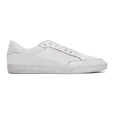 Saint Laurent Sl10 Sneakers In Perforated Leather In White