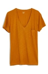 Madewell Whisper Cotton V-neck Pocket Tee In Burnished Caramel