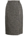 N°21 RAW HEM ZIP-UP MIDI-SKIRT