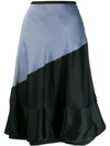 Loewe Two-tone Crepe And Satin Skirt In 1121 Grey+black