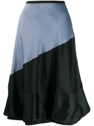 Loewe Two-tone Crepe And Satin Skirt In 1121 Grey+black