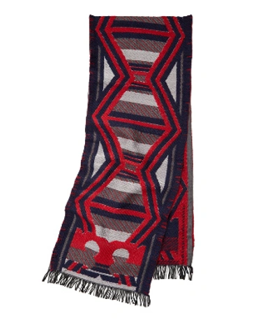 Tory Burch Maverick Whipstich Oblong Scarf In Red
