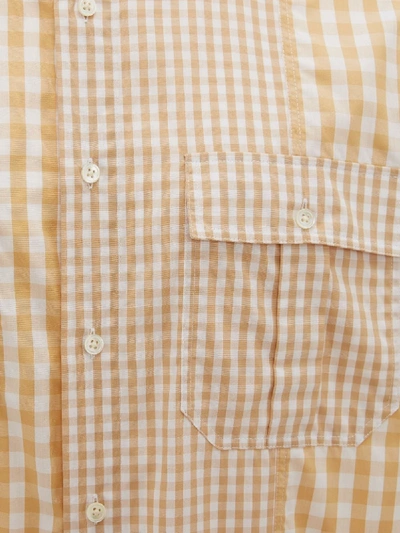 Jw Anderson Multipanel Gingham Shirt In Brown