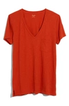 Madewell Whisper Cotton V-neck Pocket Tee In Spiced Cinnamon