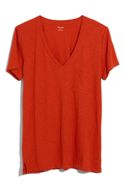 Madewell Whisper Cotton V-neck Pocket Tee In Spiced Cinnamon