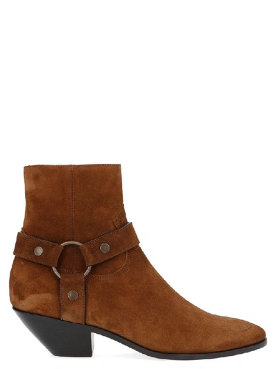 Saint Laurent Brown Leather Ankle Boots