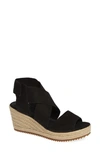 Eileen Fisher 'willow' Espadrille Wedge Sandal In Black/ Black Nubuck