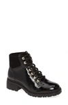 Wonders C-4840 Lace-up Boot In Tumbled Black Patent Leather