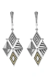 Lagos Sterling Silver & 18k Yellow Gold Signature Caviar Lightweight Four Drop Earrings In Silver/ Diamond