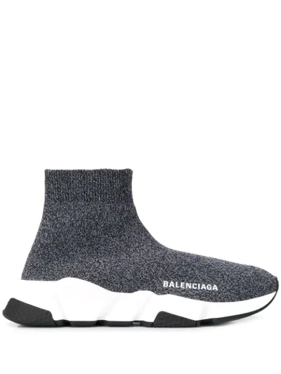 Balenciaga Speed Knitted Sneakers In Black