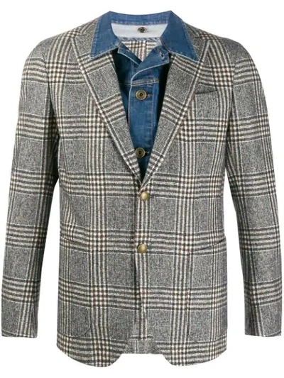 Eleventy Layered Single Breasted Blazer In Neutrals