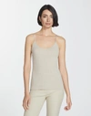 Lafayette 148 Plus-size Mesh Jersey Camisole In Khaki