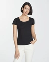 Lafayette 148 Plus-size Swiss Cotton Rib Scoop Neck Tee In Black