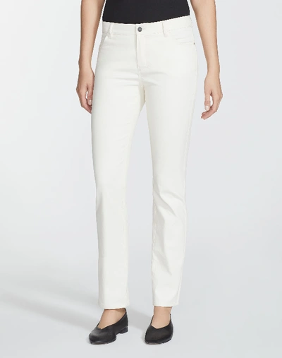 Lafayette 148 Plus-size Waxed Denim Classic Slim Leg Jean In Ecru