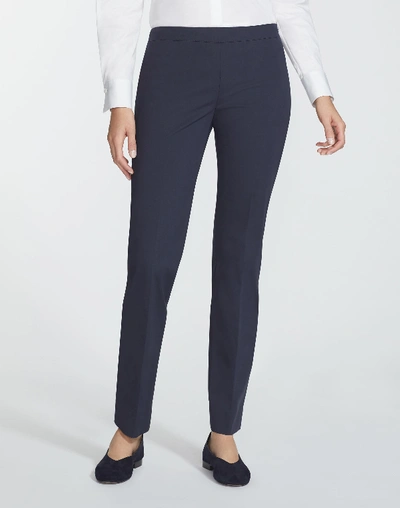 Lafayette 148 Plus-size Fundamental Bi-stretch Front Zip Ankle Length Pant In Ink