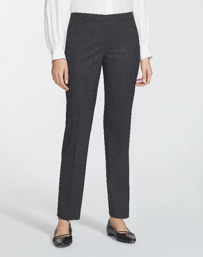 Lafayette 148 Plus-size Italian Stretch Wool Front Zip Ankle Length Pant In Smoke