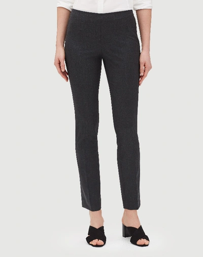 Lafayette 148 Italian Stretch Wool Full Length Stanton Trouser In Smoke