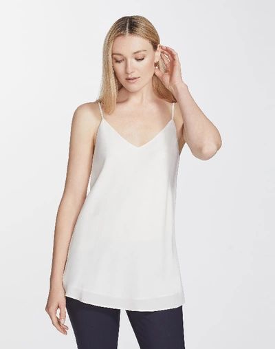 Lafayette 148 Lightweight Sandwashed Crepe De Chine Eva Bias Tank In Cloud