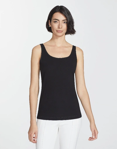 Lafayette 148 Plus-size Lightweight Cotton Rib Modern Tank In Black