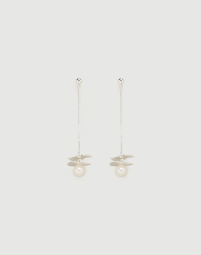 Lafayette 148 Pearl And Disc Drop Earrings In Silver