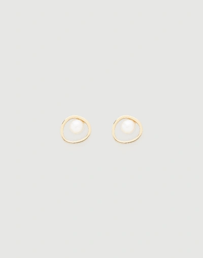 Lafayette 148 Freshwater Pearl Circle Stud Earrings In Gold