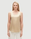 Lafayette 148 Petite Luxe Charmeuse Reversible Perla Blouse In Sahara