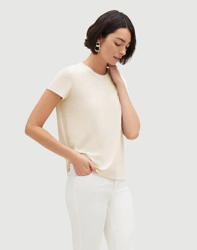 Lafayette 148 Plus-size Modern Cotton Jersey Modern Tee In Custard