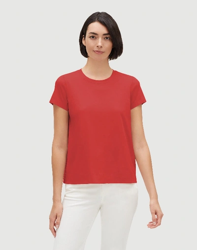 Lafayette 148 Modern Cotton Jersey Modern Tee In Rouge