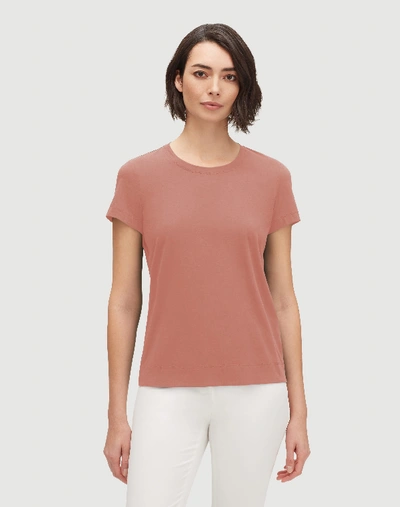 Lafayette 148 Modern Cotton Jersey Modern Tee In Adobe