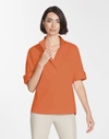 Lafayette 148 Italian Stretch Cotton Silvia Blouse In Lava