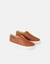 Lafayette 148 Pebbled Grain Leather Bade Sneaker In Strawflower