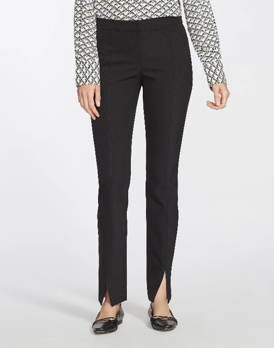 Lafayette 148 Waldorf Acclaimed Stretch Slim Trousers W/ Front Slit In Black