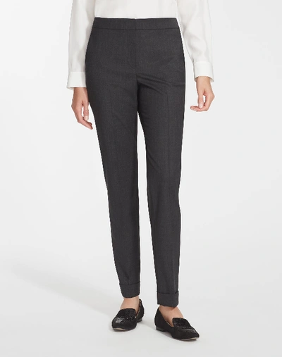 Lafayette 148 Italian Stretch Wool Cuffed Clinton Pant In Smoke