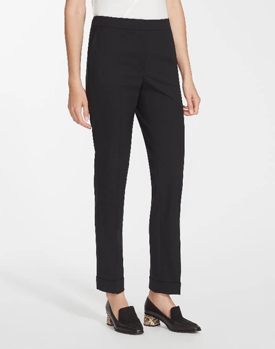 Lafayette 148 Italian Stretch Wool Cuffed Clinton Trouser In Black