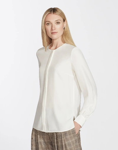 Lafayette 148 Matte Silk Jenalee Blouse In Cloud