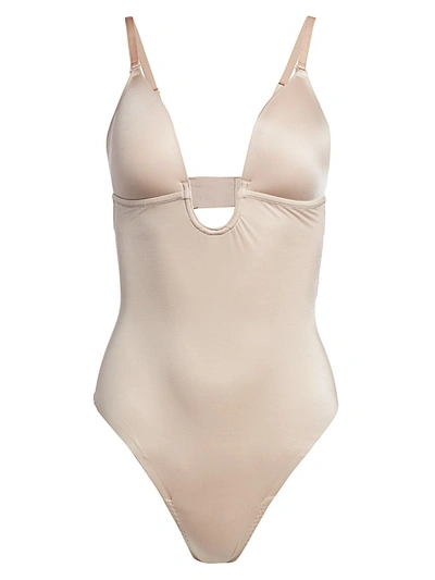 Spanx Suit Your Fancy Plunge Low Back Thong Bodysuit In Champagne Beige