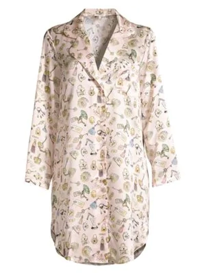 Morgan Lane Jillian Novelty-print Silk Sleepshirt In Parfait