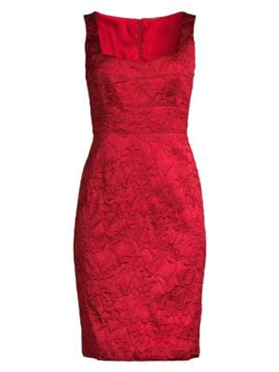 Elie Tahari Femi Sleeveless Brocade Sheath Dress In Kilim Red
