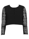 CAROLINA HERRERA Lace-Sleeve Cropped Cardigan