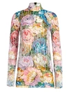 ESCADA Embellished Floral Silk Highneck Top