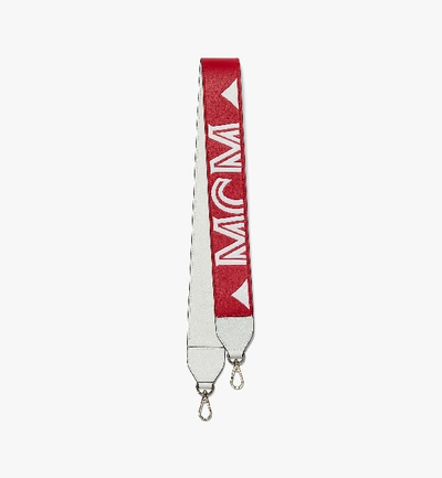 Mcm Milano Logo Leather Shoulder Strap In Ruby Red
