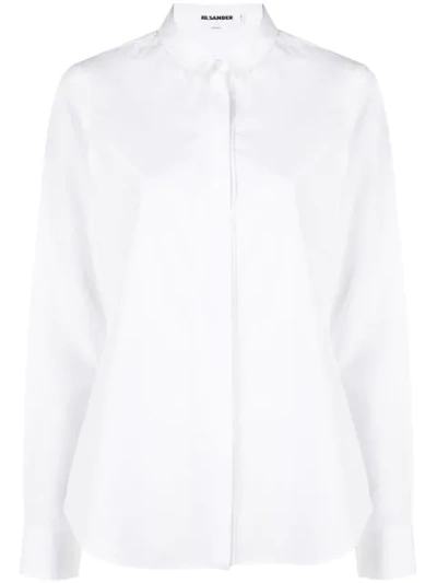 Jil Sander Cotton Three-quarter Sleeve Shirt In Optic_white